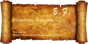 Binetter Fatima névjegykártya
